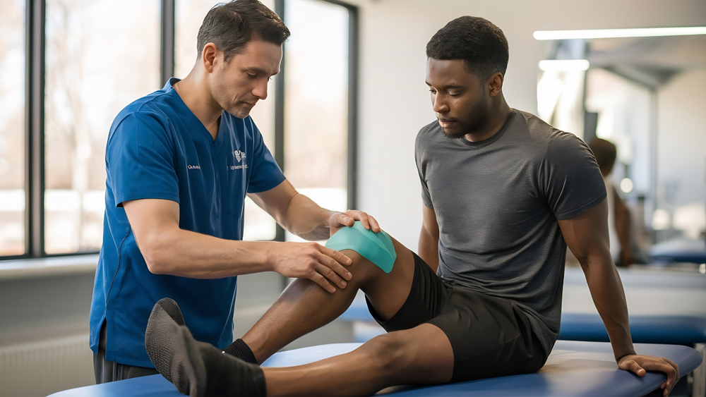 physical-therapist-applying-kinesio-tape-male-patient-knee-kinesiology-physical-therapy-rehabili
